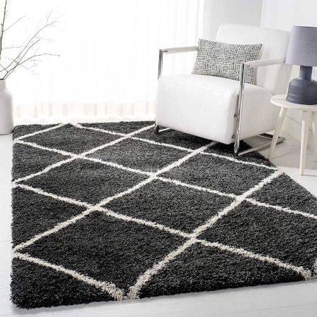 Plush Grey Shaggy Hall Runner